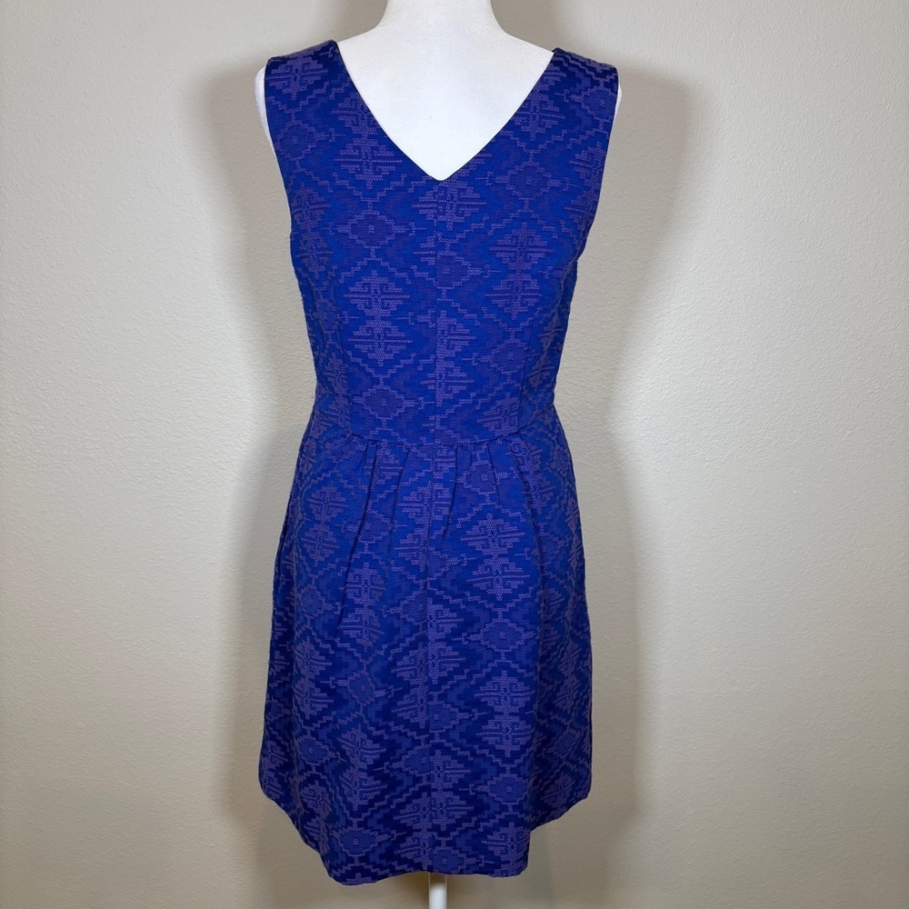 Maeve Blue Embroidered Mini Dress Size 8 - Picture 3 of 7